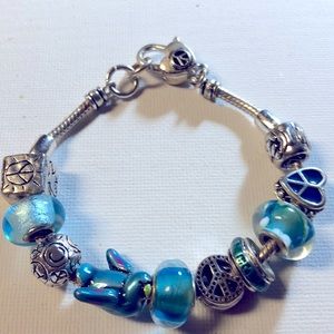 Old Glory Peace Love and Doves charm bracelet